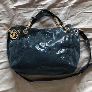 Micheal Kors Purse Blue faux reptile skin bag
